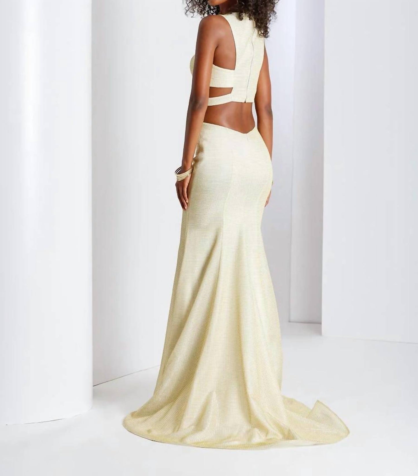 Two Piece Metalic Knit Maxi Dress