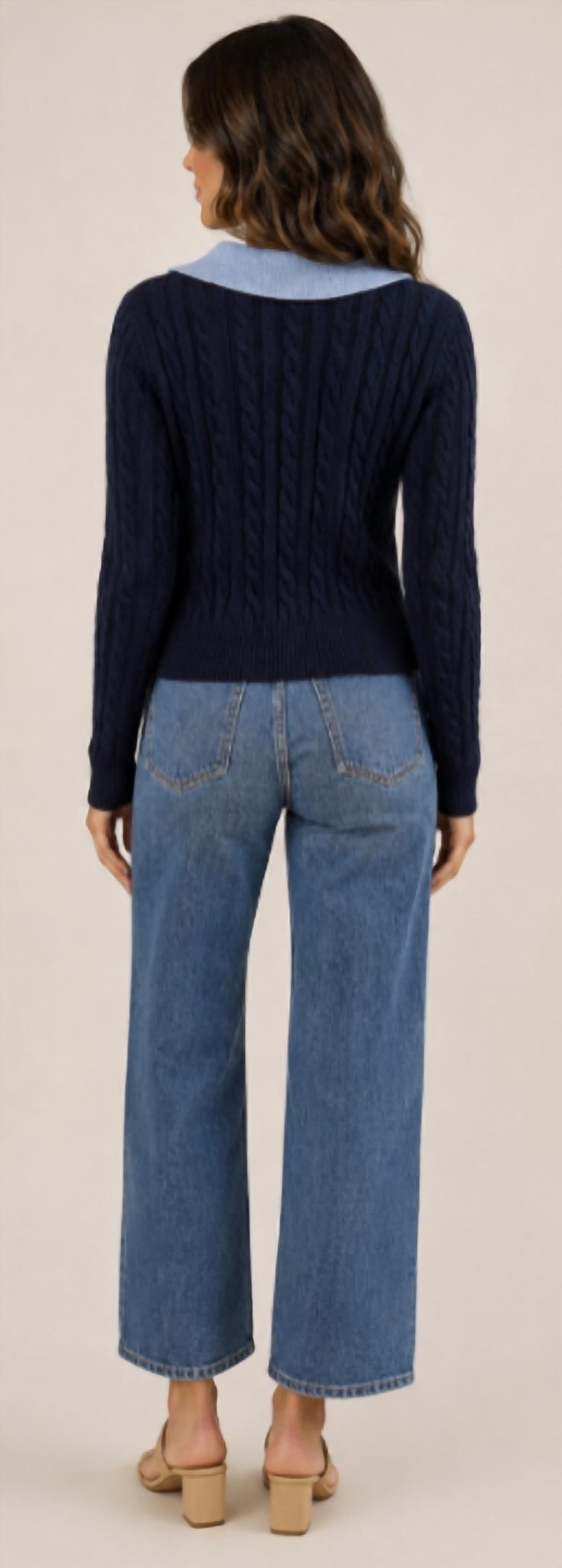 Layered Cable V-neck Sweater