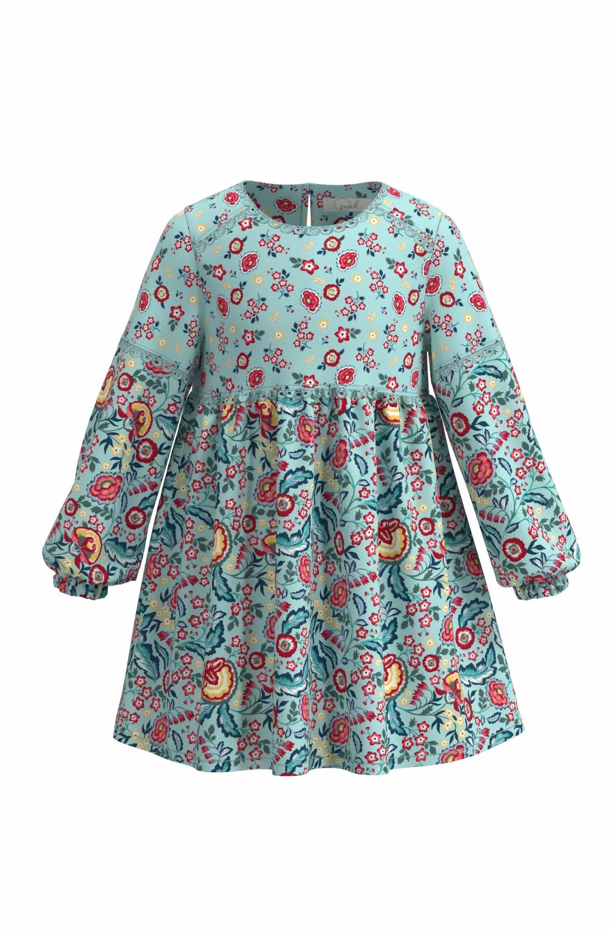 Kid's Mixed Print Long Sleeve Dress