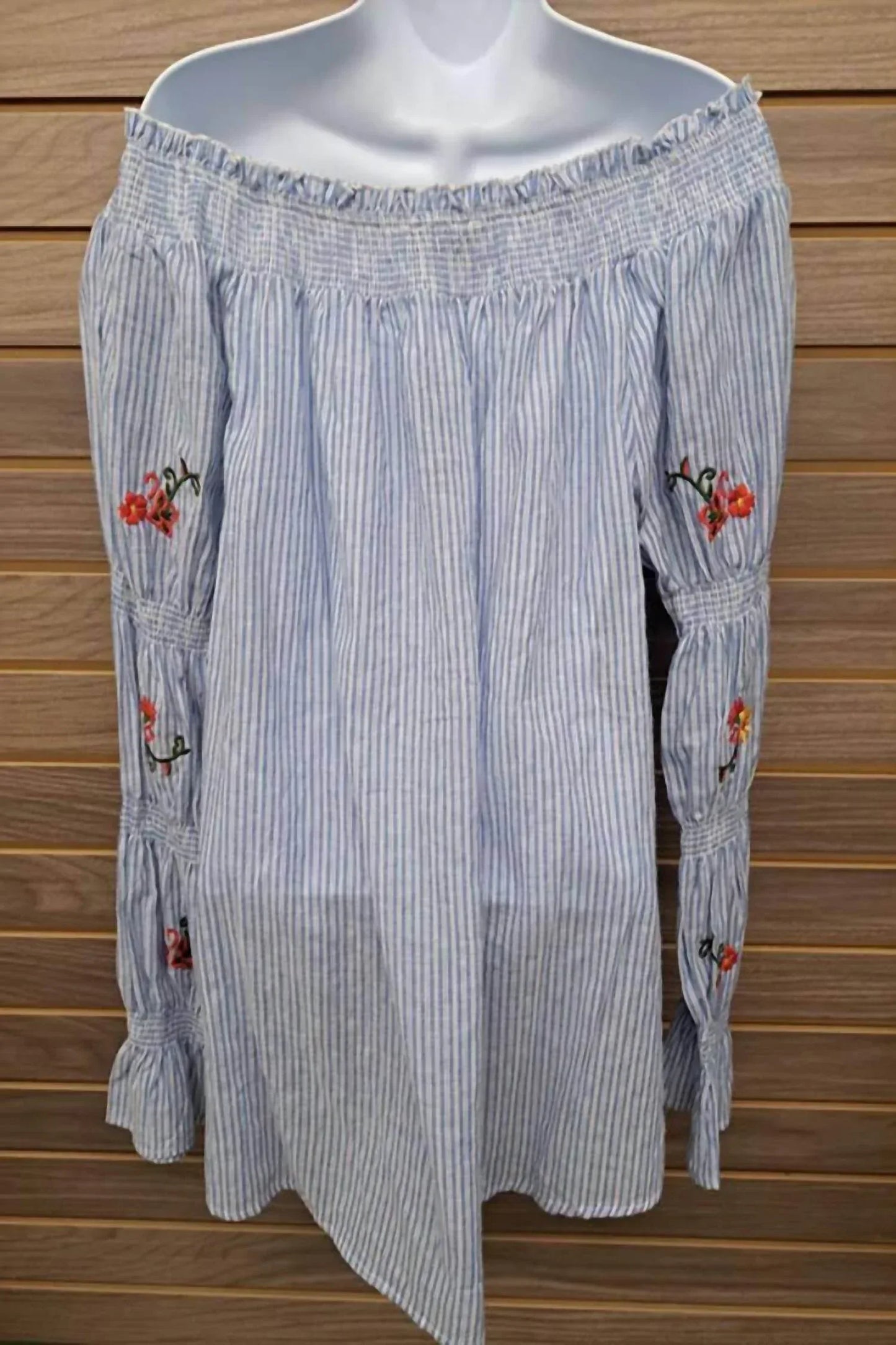 Angela Plus - Women's Off Shoulder Elastic Neck/arms Embroidered - Rack Hunt