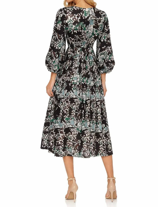 DELFI COLLECTIVE - Abstract Floral Puff Sleeve Midi Dress - Rack Hunt