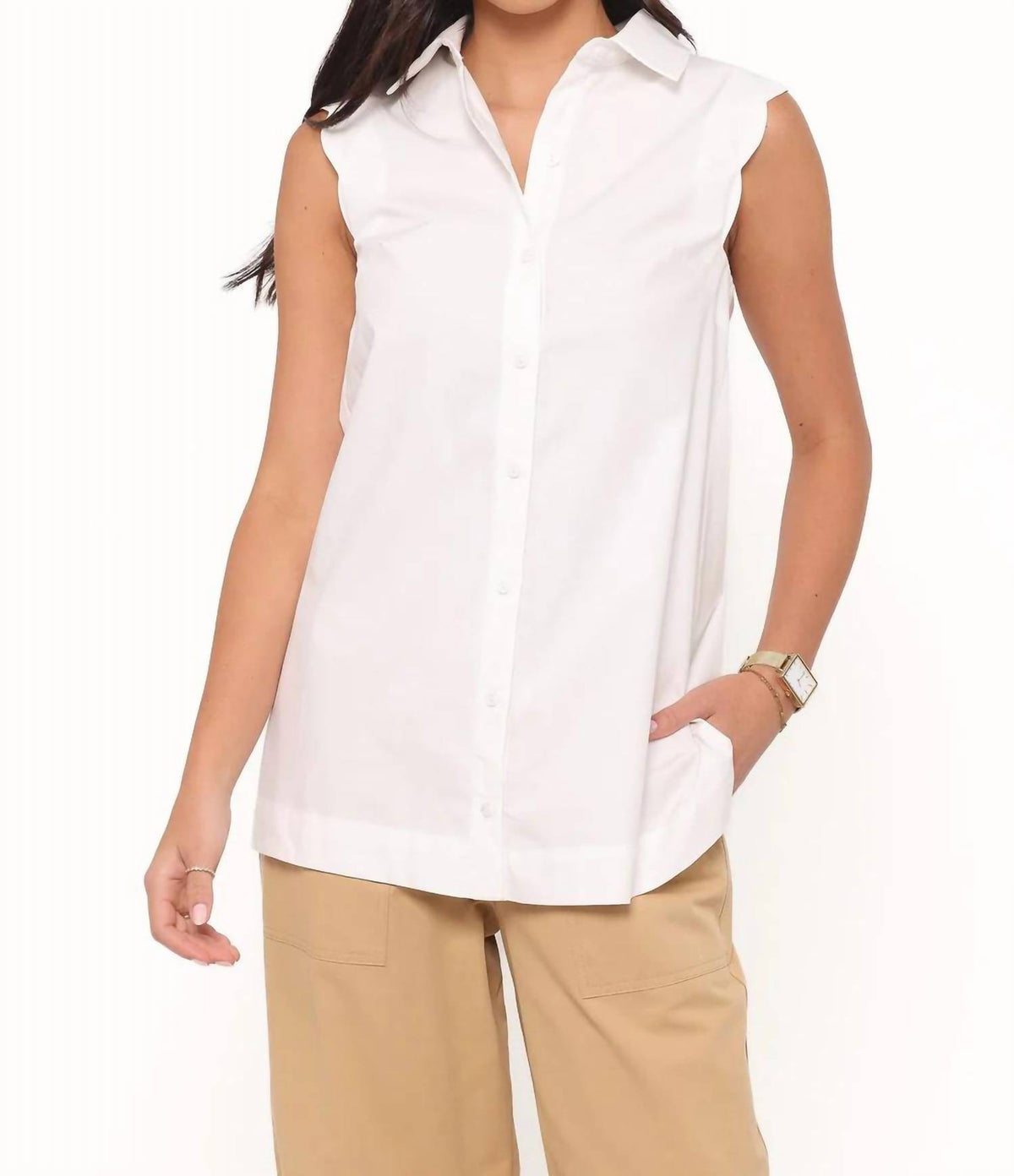 Deidre scallop button up shirt