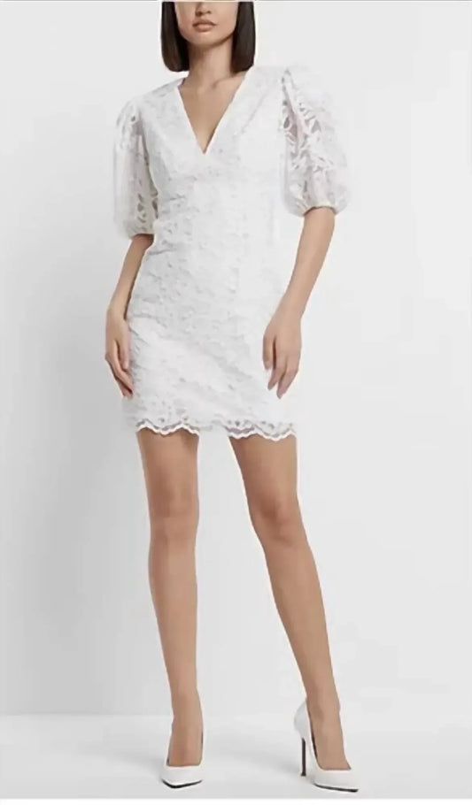 Express - Bridal Lace Puff Sleeve Mini Dress - Rack Hunt
