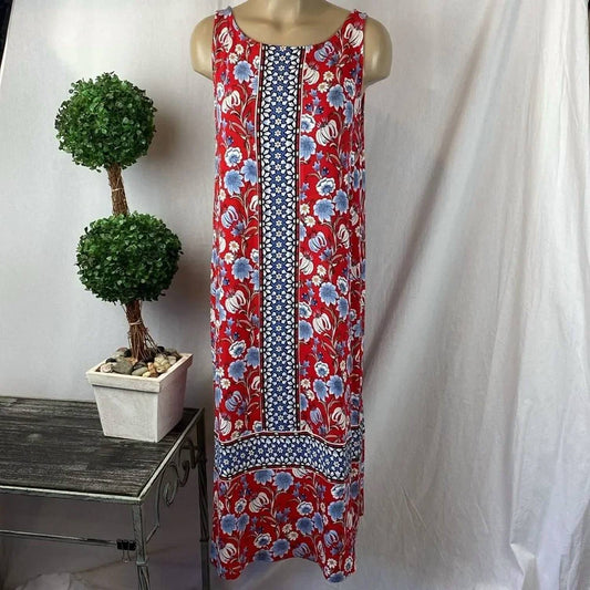 Floral Print Sleeveless Tank Midi Dress