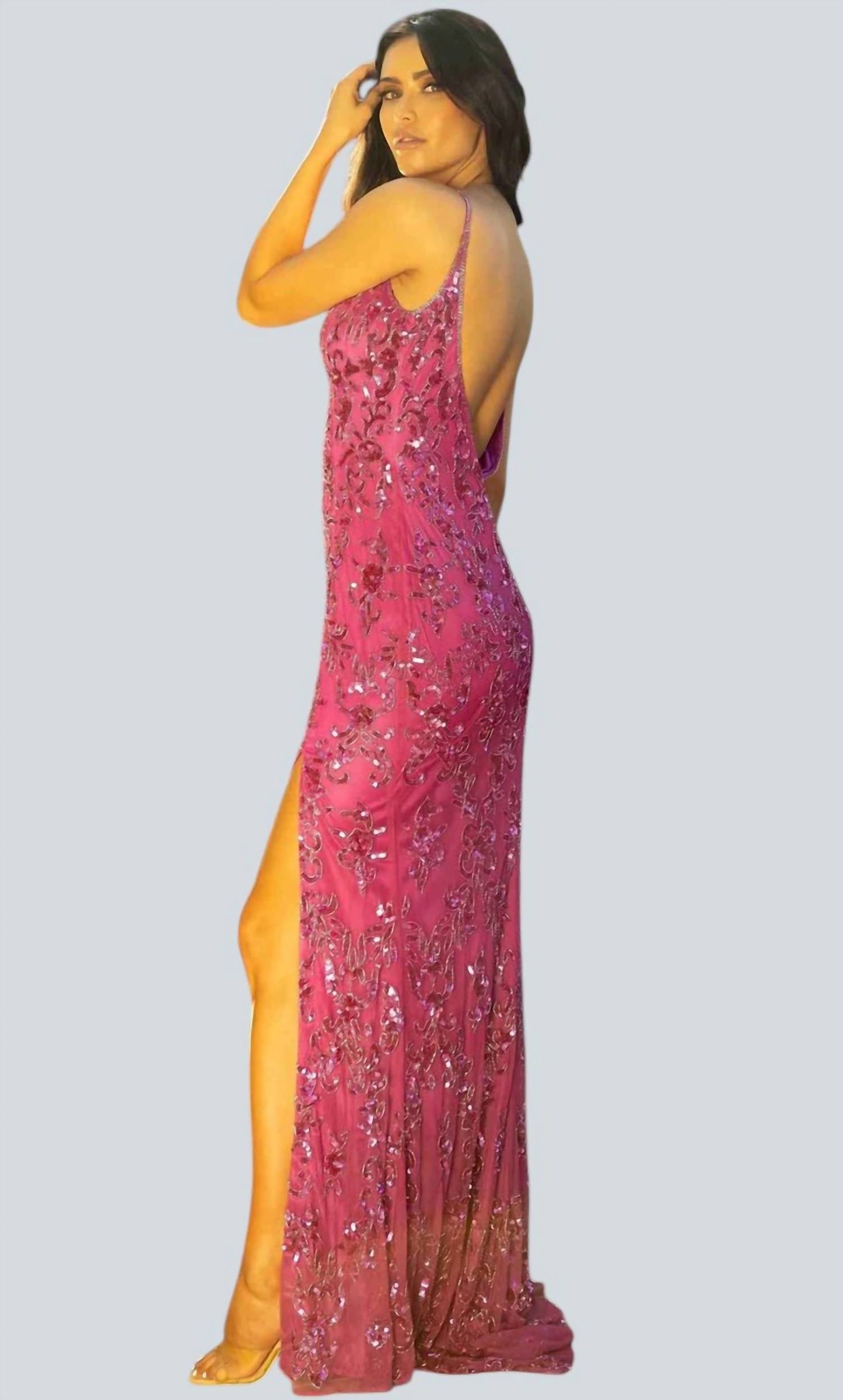 Backless Long Sequin Prom Dress