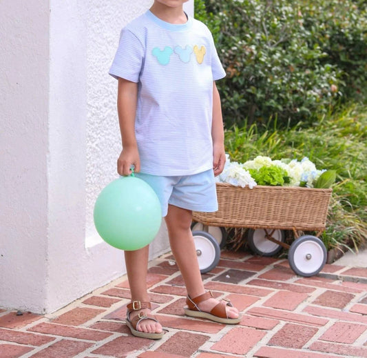 Kids Cheerful Ears Applique Shorts Set