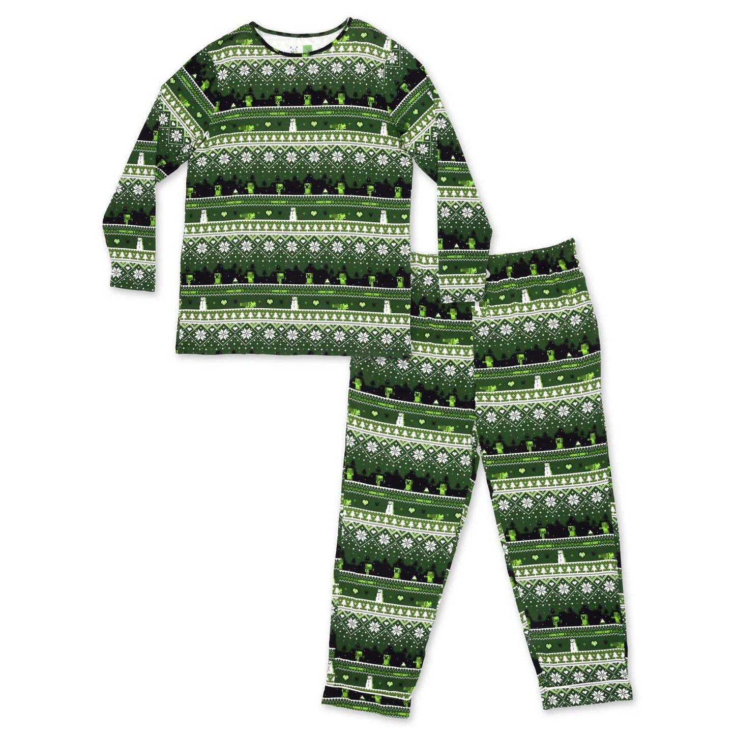 Men's Minecraft Creeper Holiday Bamboo Pajama Set