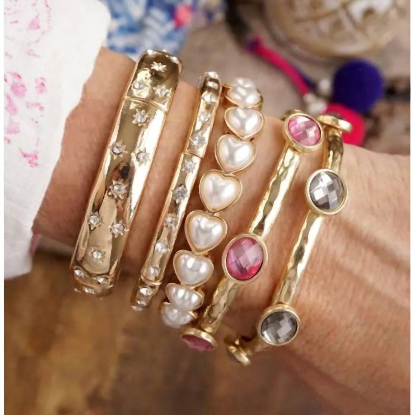 Women's Pearl Heart Stretch Bracelet