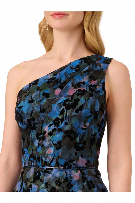 Print flocked Organza Gown