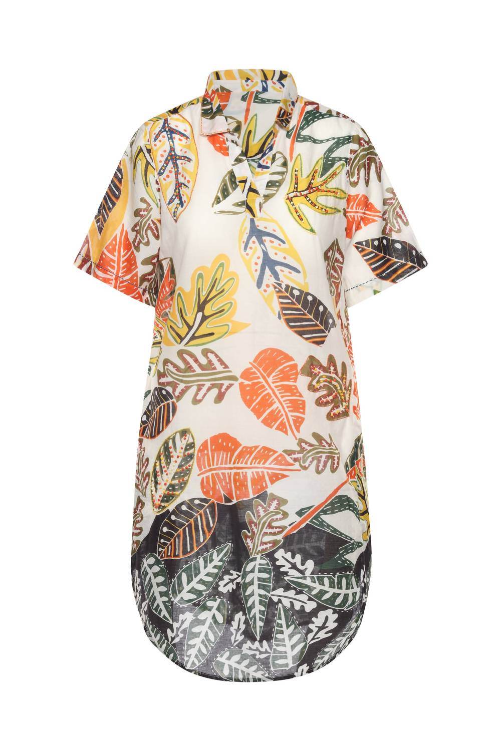 KikiSol - Artisan Leaf With Beading & Embroidered Tunic Top With Pockets - Rack Hunt -