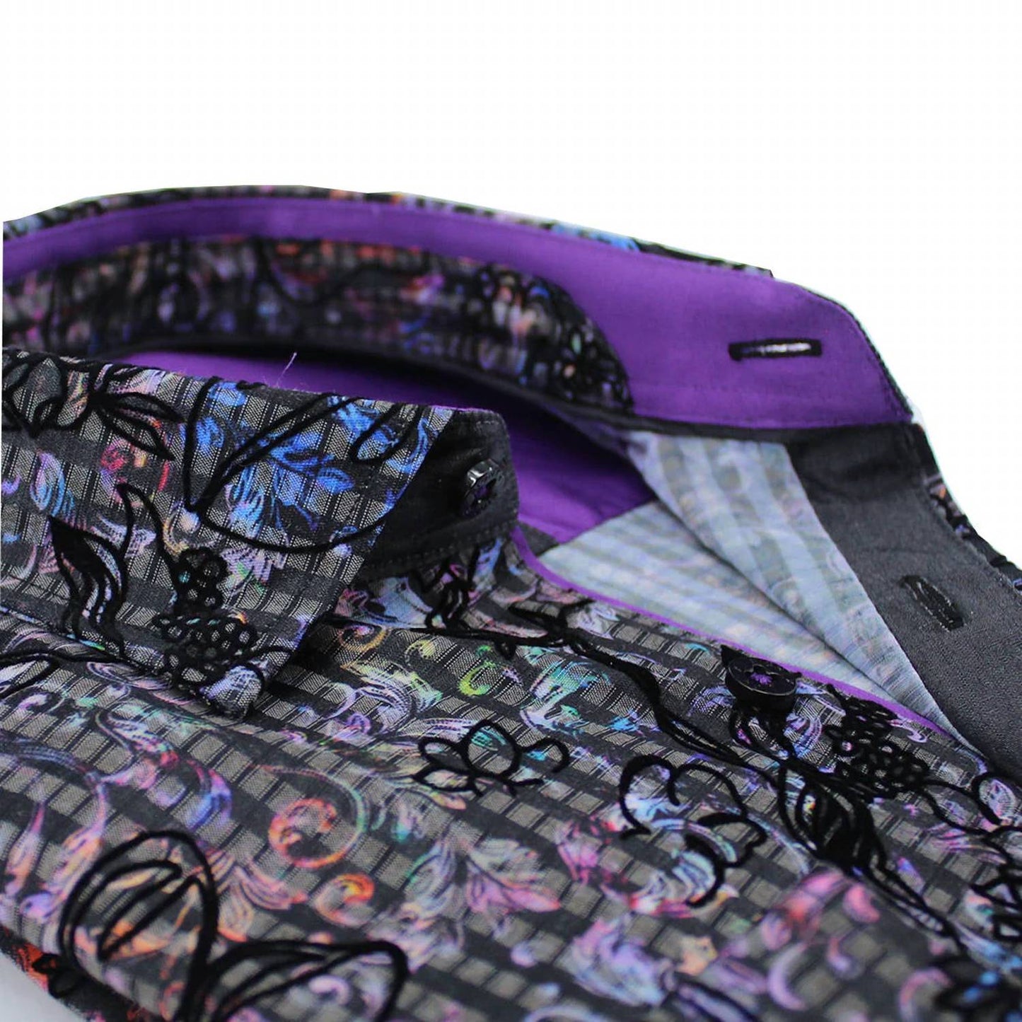 Colorful Baroque Button Down Shirt With Flocking
