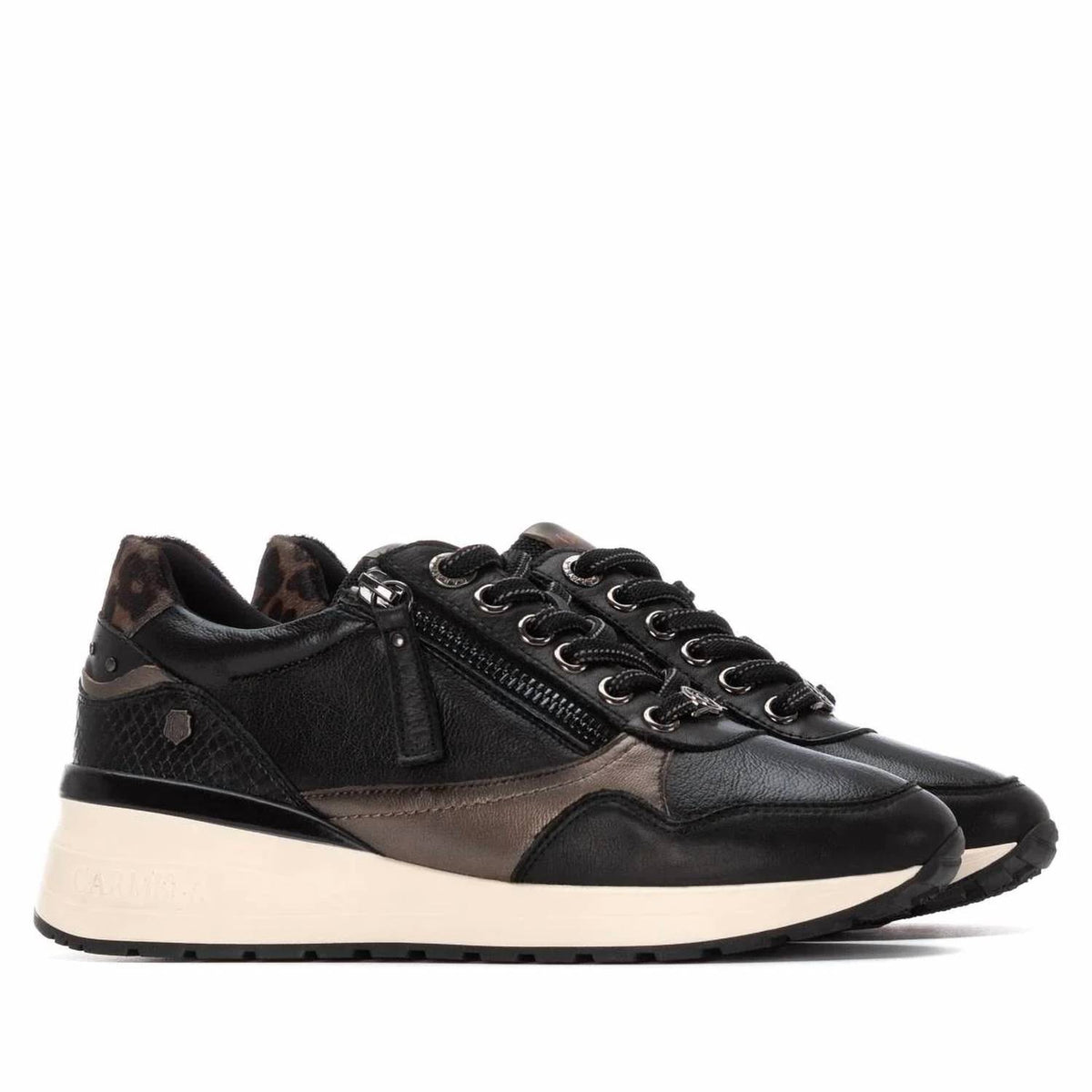 Women's Leather Wedge Lace-up Sneakers