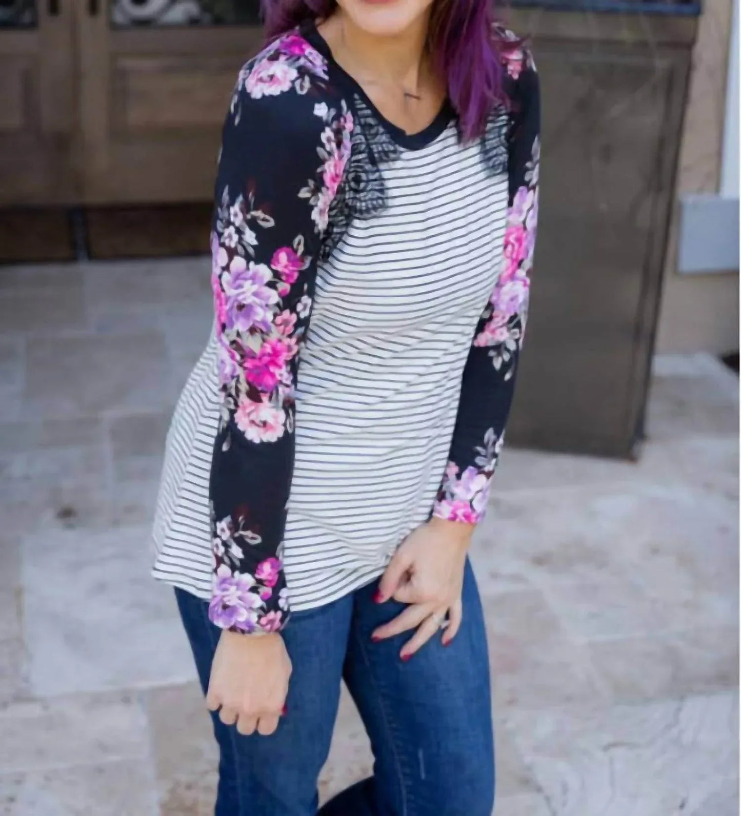 Ellis - Floral & Striped Top - Rack Hunt