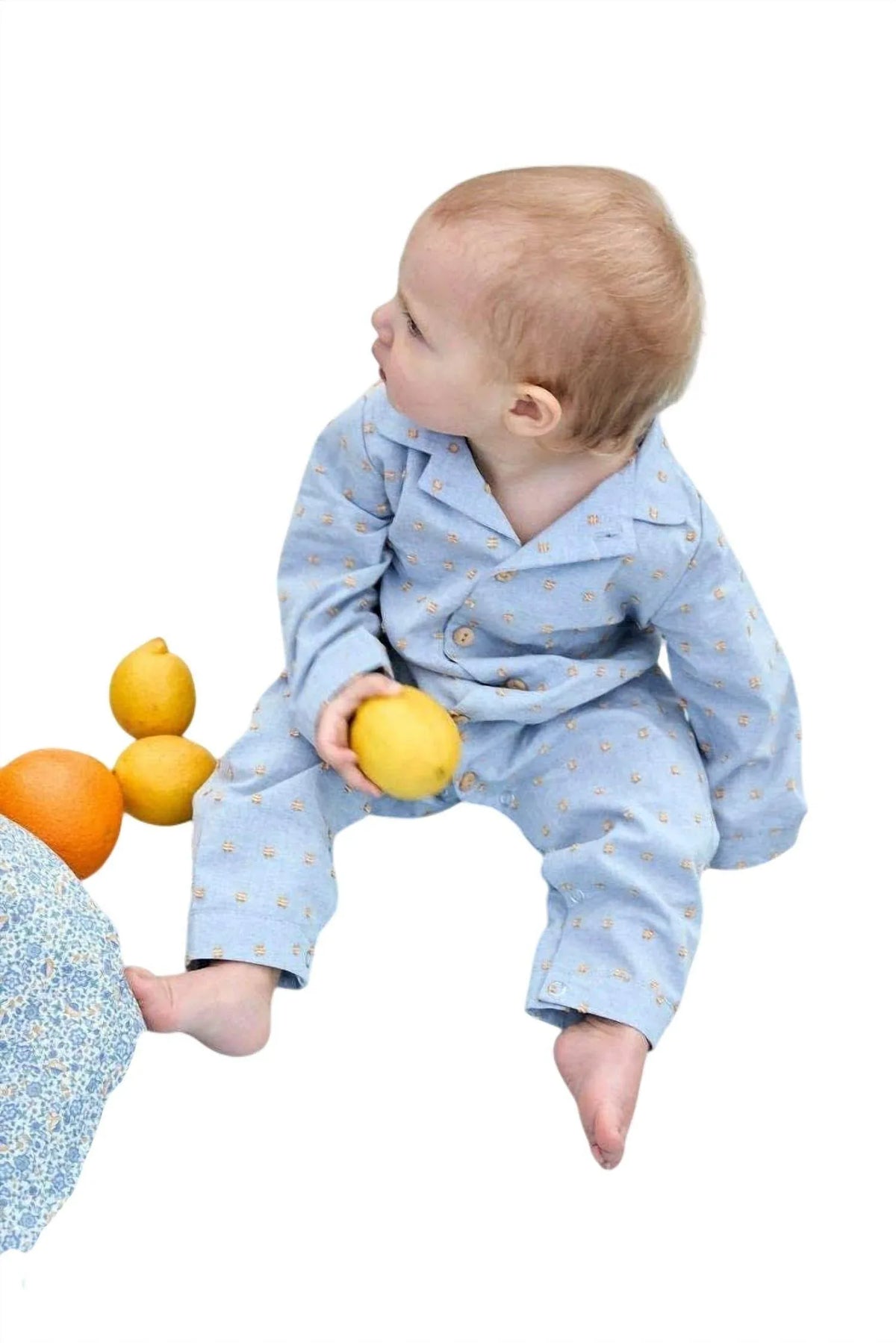 Frangin Frangine - Infant's Chambray Dotted Romper - Rack Hunt
