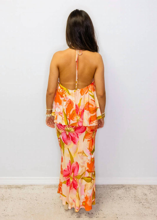 Tropical Floral Halter Dress
