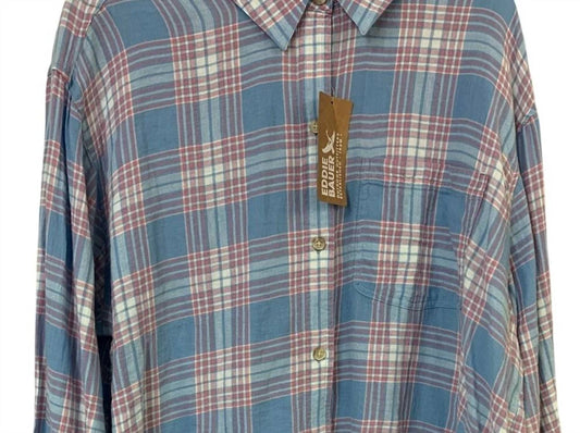 Women's Plaid High Tide Relaxed Crop Button Up Shirt