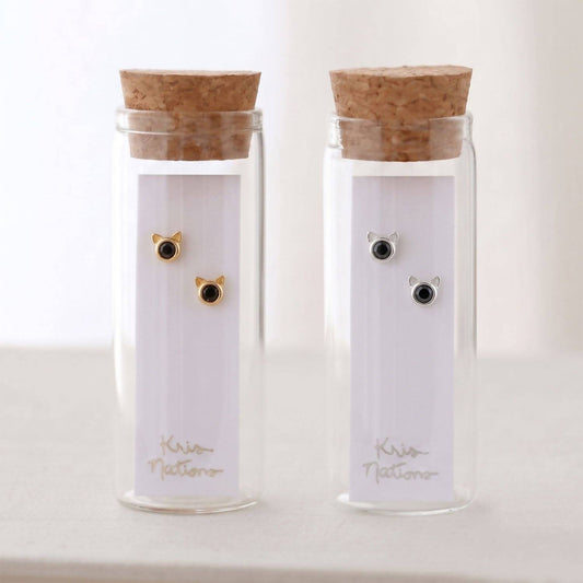 Women's Midnight Whiskers Cat Stud Earring