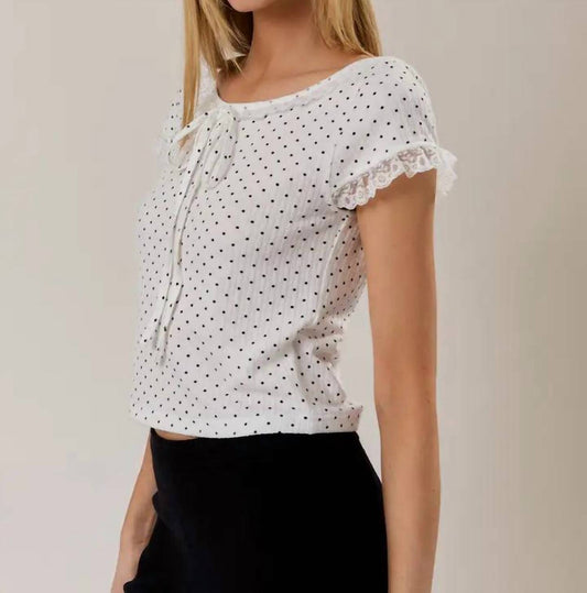 Boat Neck Polka Dot Top