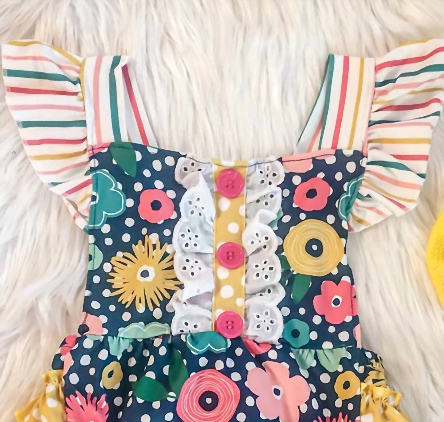 Girls Fun Floral Days Bubble Romper