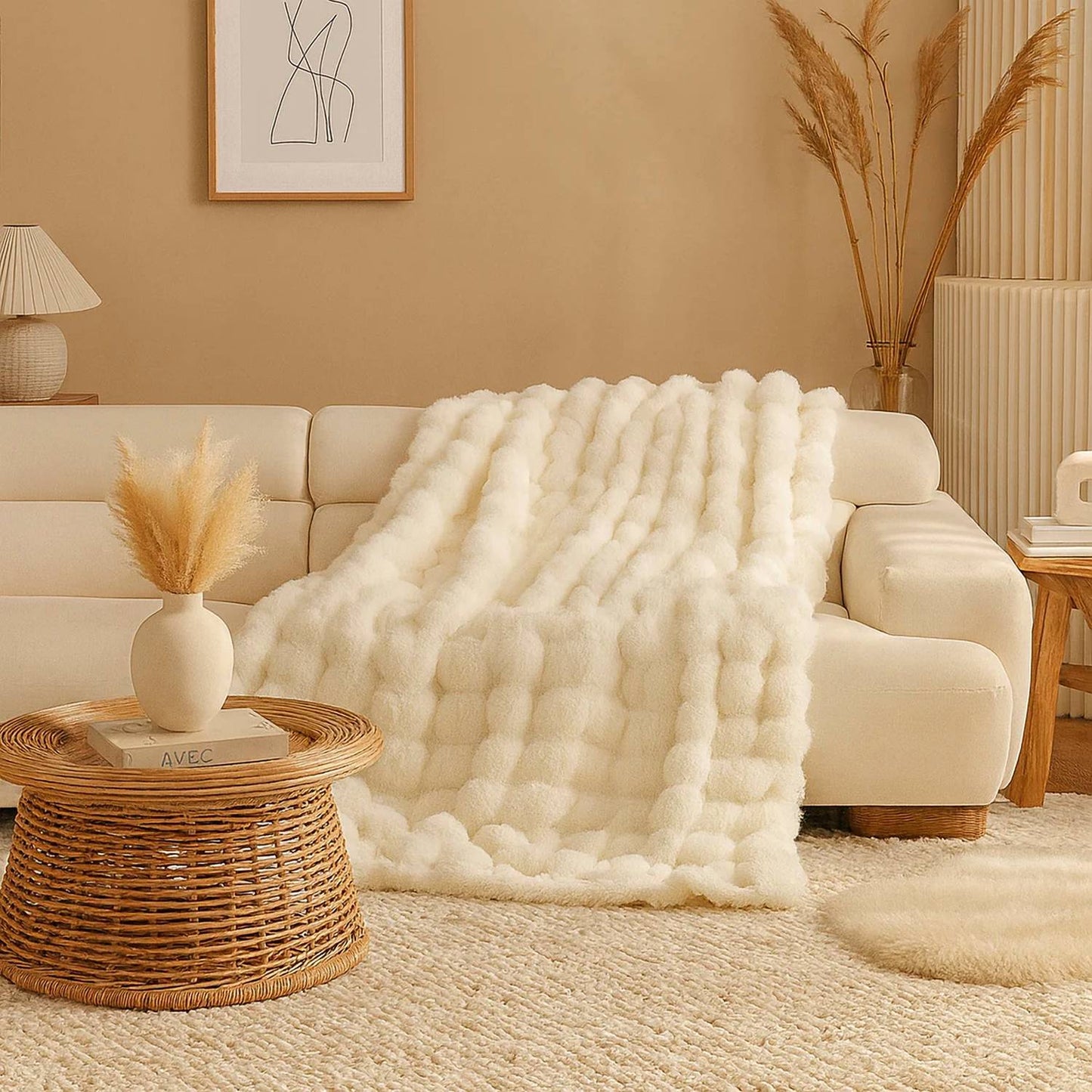 Bubble Faux Fur Throw Blanket