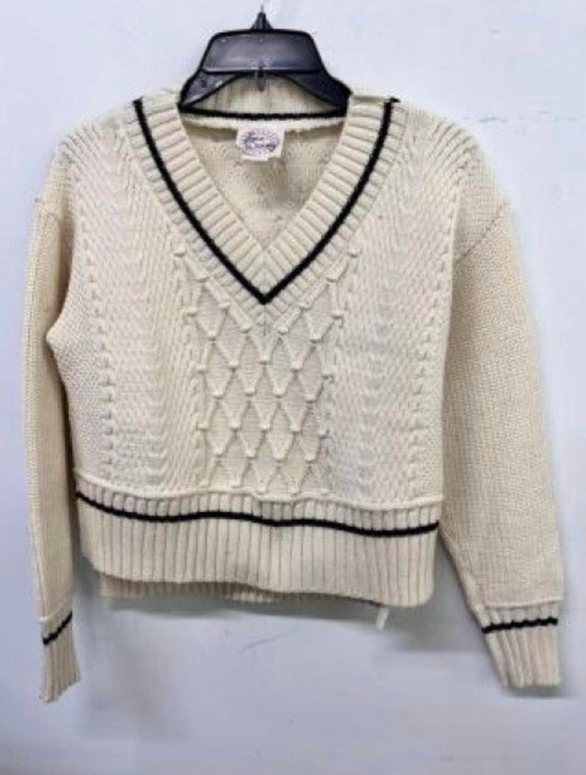 Kids' V Neck Cable Long Sleeve Sweater