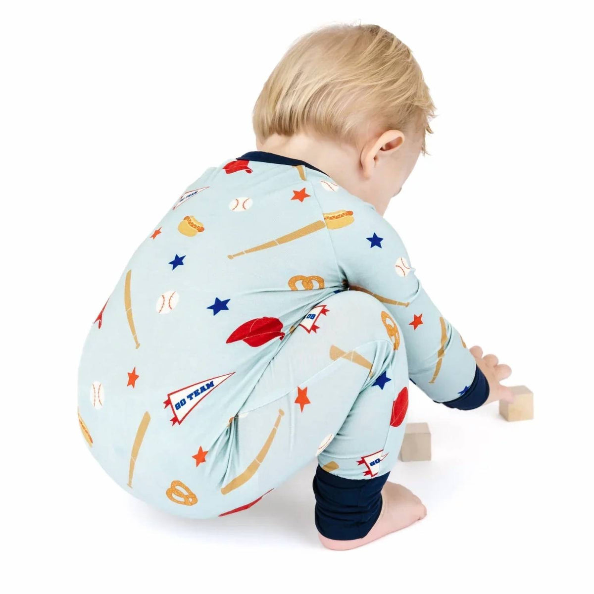 Boy's Play Ball Baseball Bamboo Convertible Footie Romper