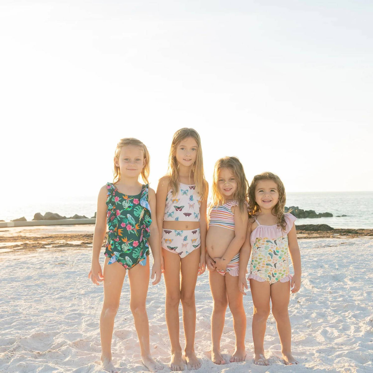 Girls' Sunset Stripes Flutter Bikini Swimsuit