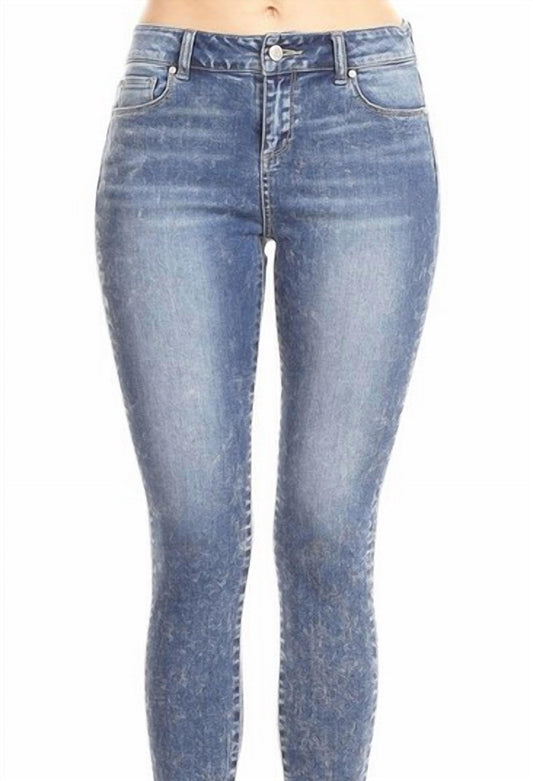 Mid Rise Ankle Cropped Skinny Jeans With Clean Hem