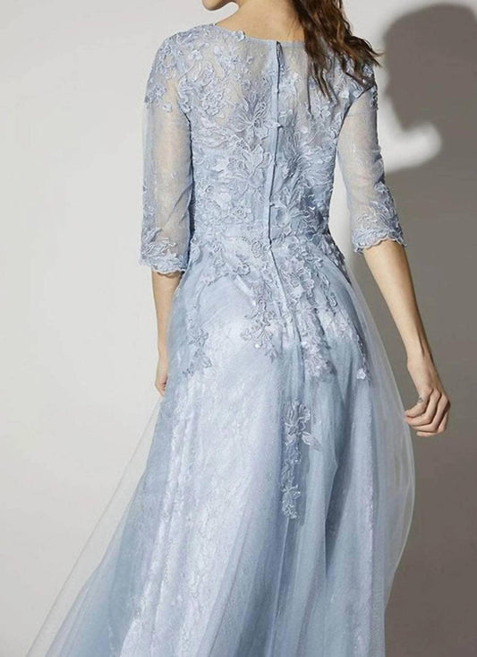 Floral Embroidered Scoop Neck Gown