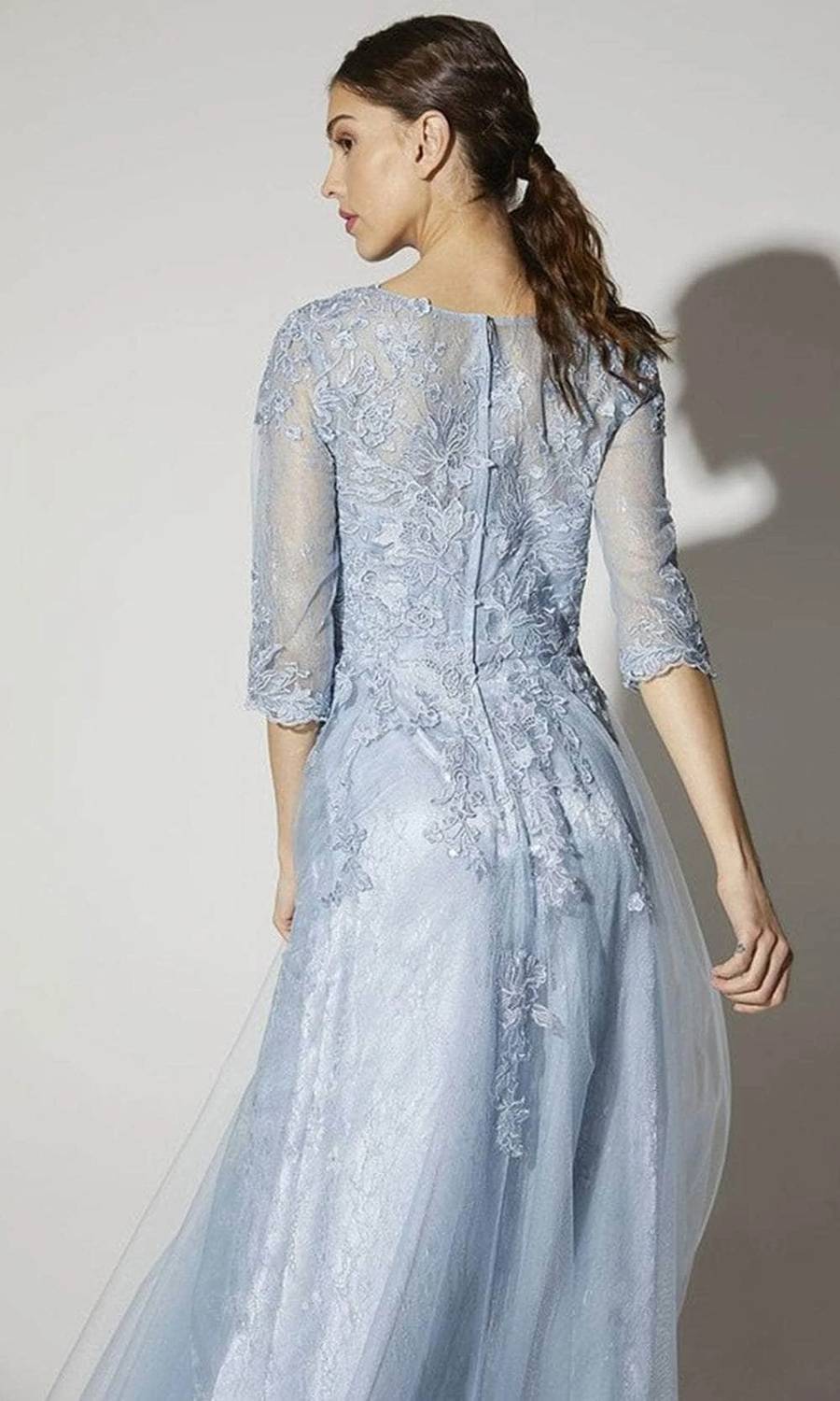 Floral Embroidered Scoop Neck Gown