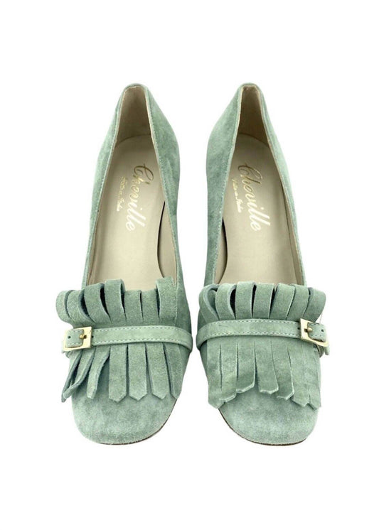 Cheville - Women's Suede Leather Block Heel Shoes - Rack Hunt -