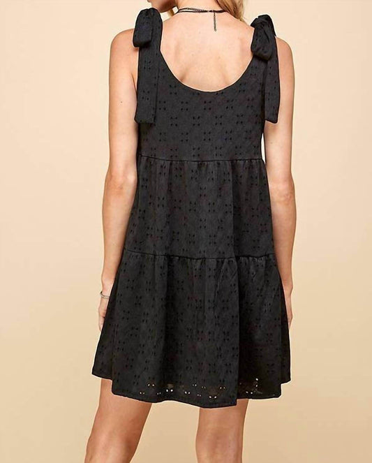 Shopin LA - Ribbon Tie Eyelet Tiered Mini Dress - Rack Hunt