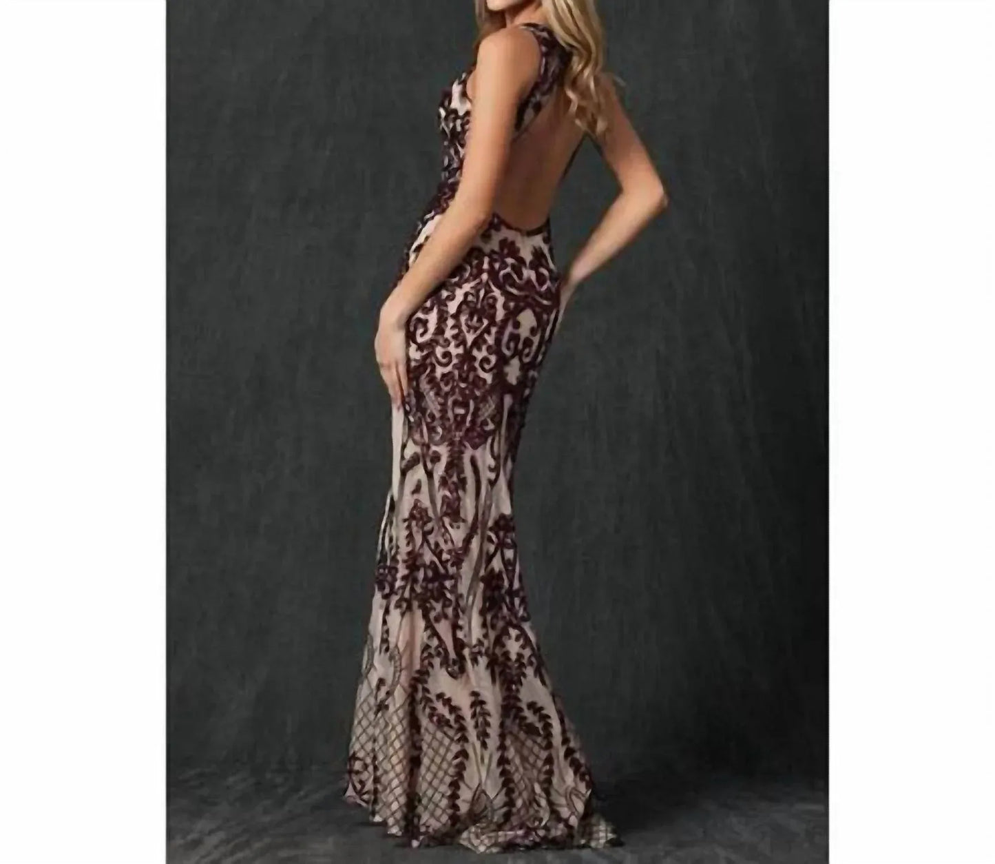Juliet - Sequined Deep V-neck Mermaid Dress - Rack Hunt