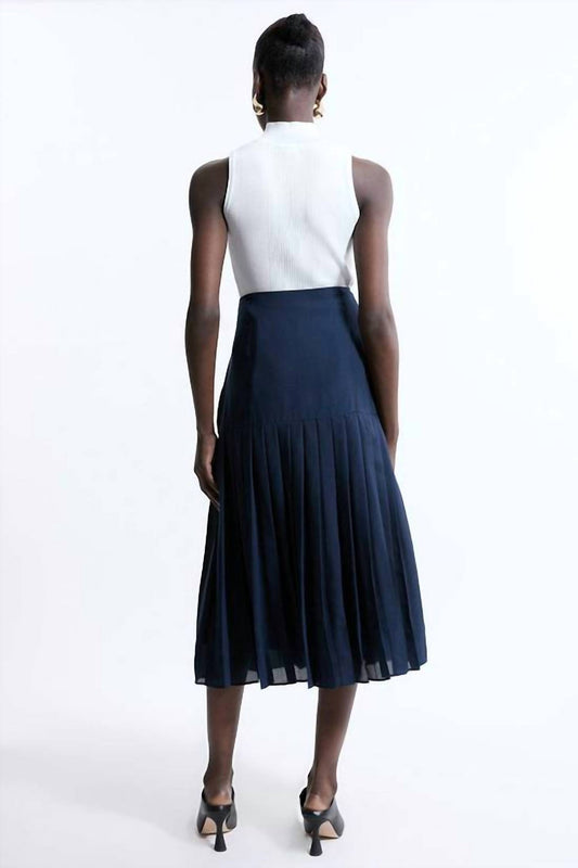 Tall Georgette Asymmetric Pleat Woven Midi Skirt