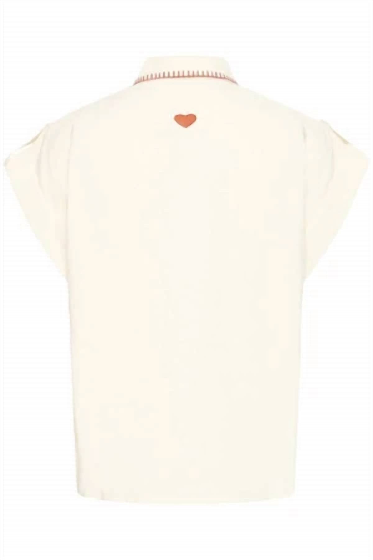 Button Front Embroidered Shirt