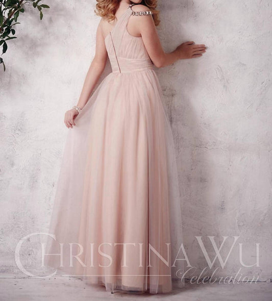 One-shoulder Gathered Bodice Bridesmaid Gown