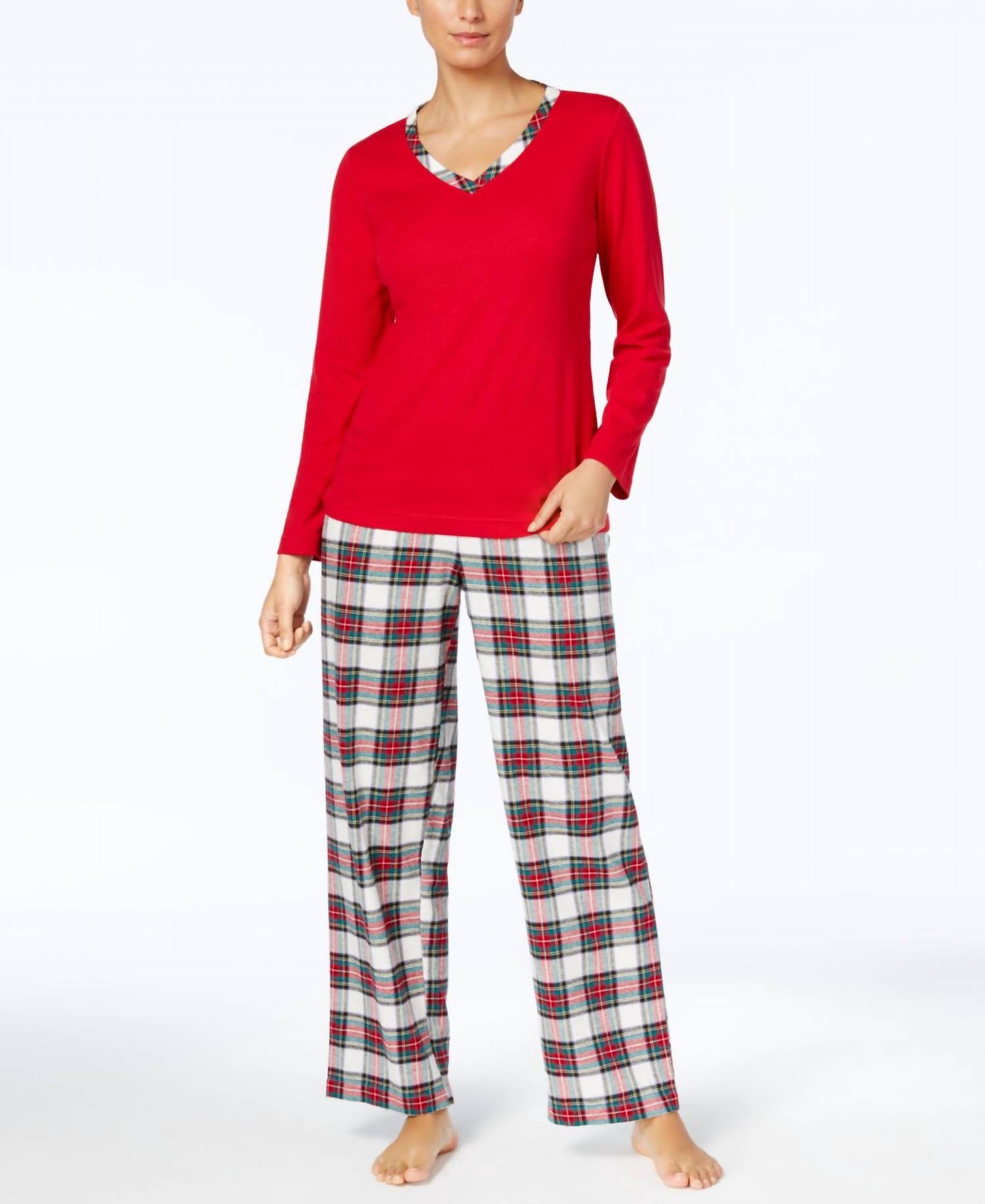 Knit Top Flannel Bottom Pajama Set