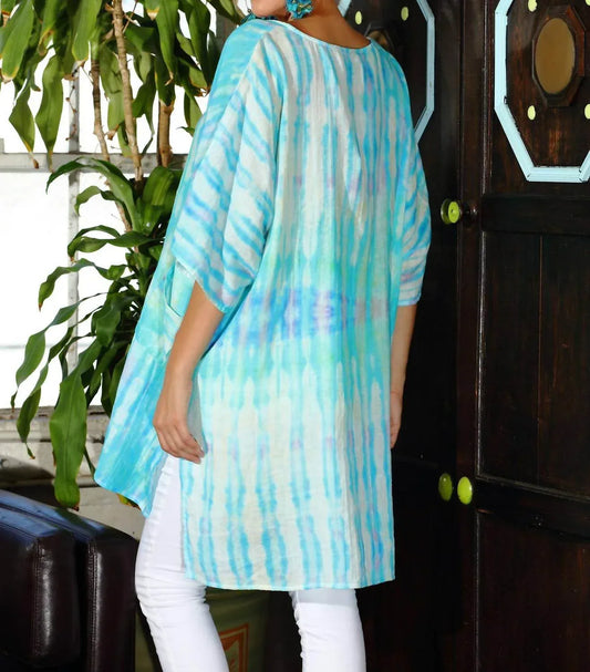 KikiSol - Artisan Tie Dye Gauze Round Neck Kaftan Top - Rack Hunt