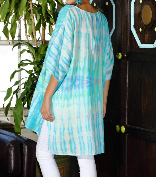 KikiSol - Artisan Tie Dye Gauze Round Neck Kaftan Top - Rack Hunt -