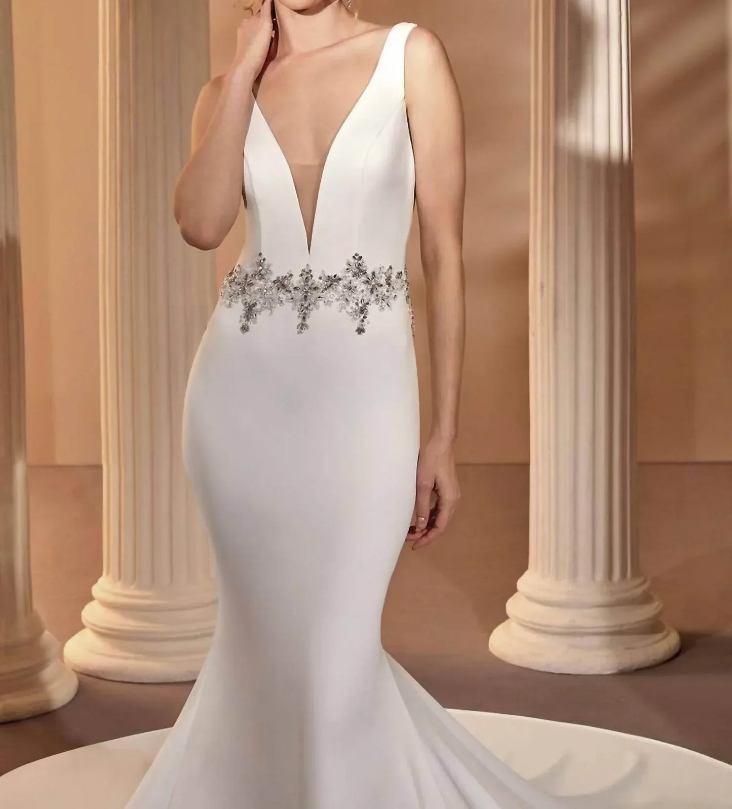 Demetrios - Crepe Plunging Sculptured Gown - Rack Hunt