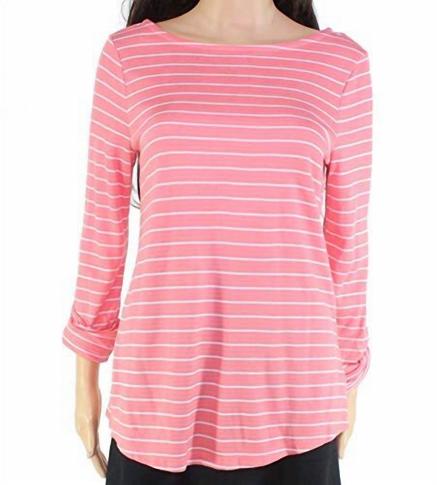 Activewear Striped 3/4 Sleeve Top