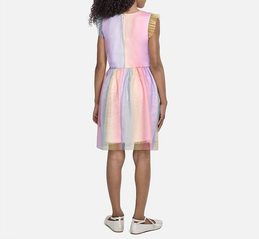 The Children's Place - Glitter Rainbow Ombre Mesh Fit And Flare Dress - Rack Hunt -