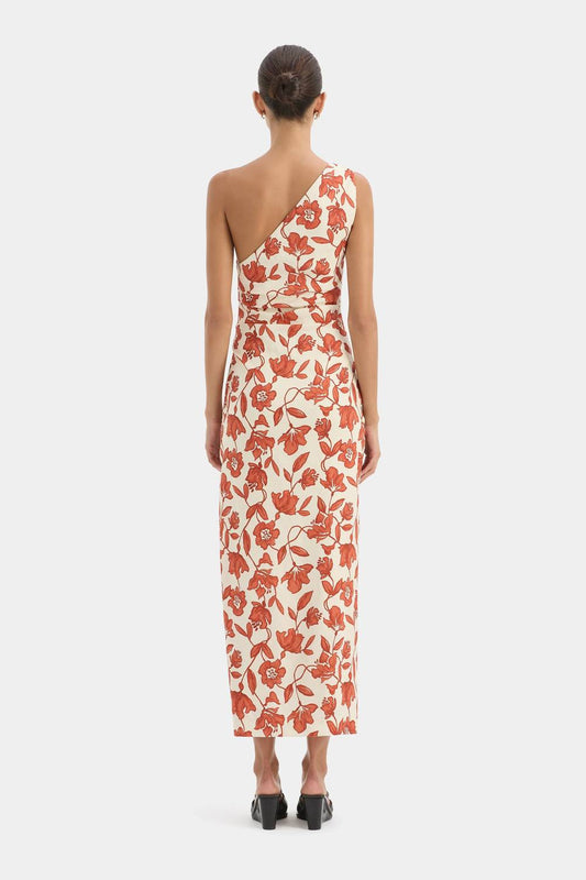 CHLOE ONE SHOULDER MIDI DRESS