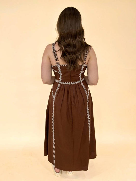 Azura Women's Ayla Fable Contrast Stitch Maxi Dress in Brown - view 2