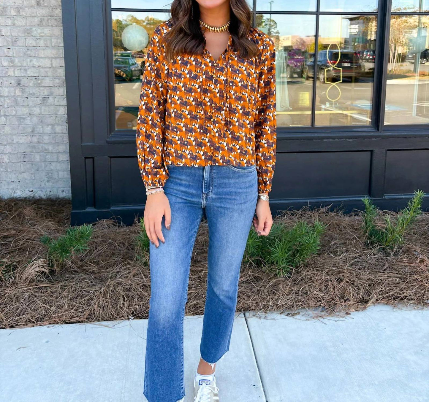 V-neck Peasant Top