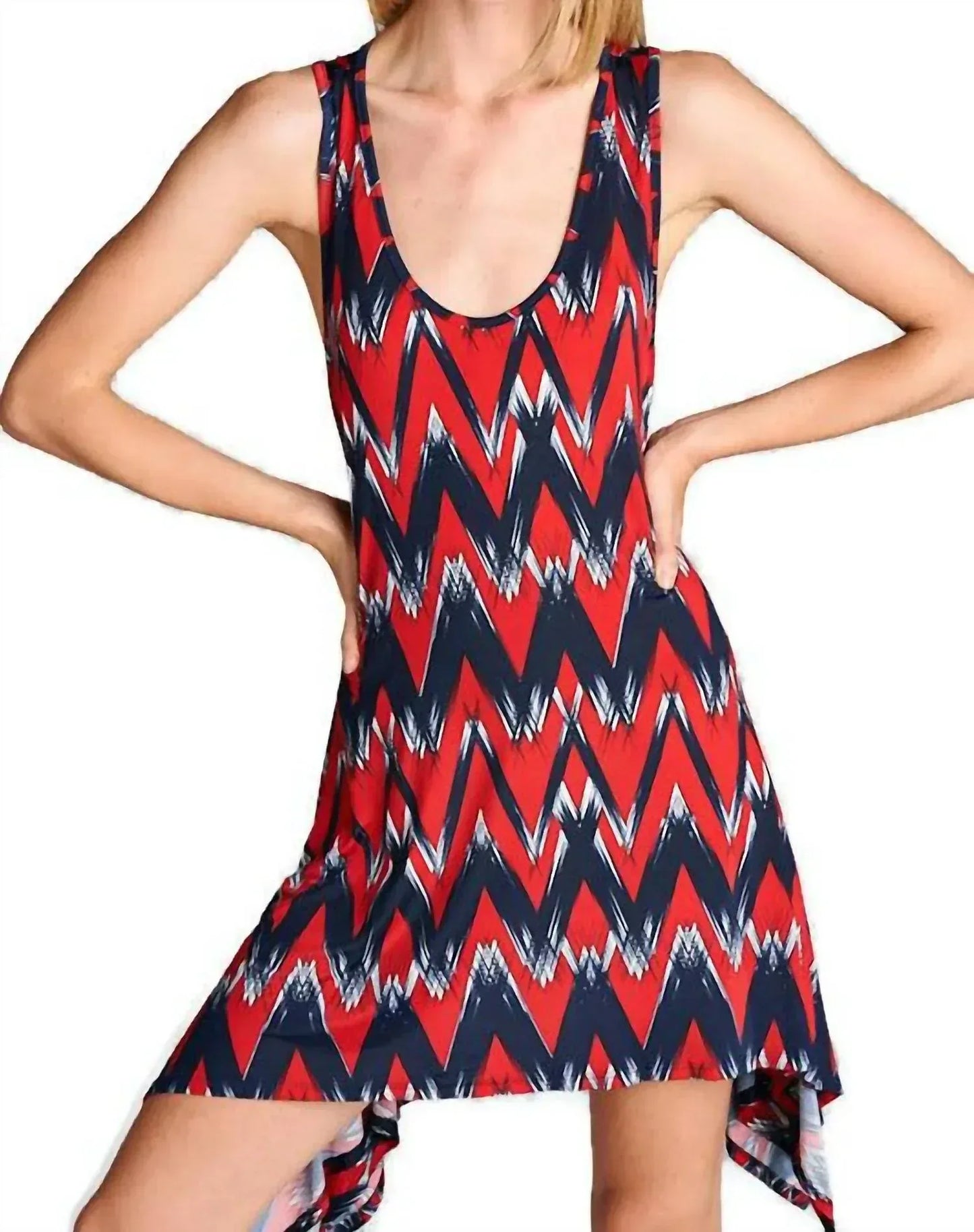 Emerald Fashion - Brush Stroke Chevron Tank Dress - Rack Hunt