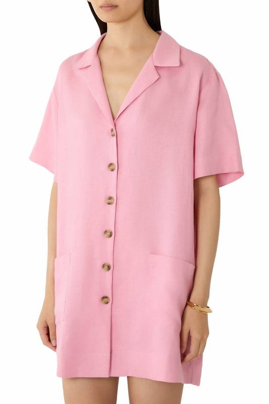 Linen Short Buttoned Shirt Dress