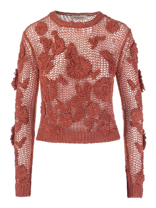 Valentino - Knit And Macramé Crewneck Sweater - alternate view - Rack Hunt