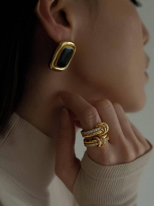 Women's Classic Square Stone Earrings