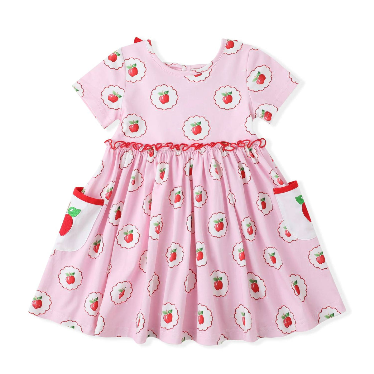 Girl's Apples Pocket Dress